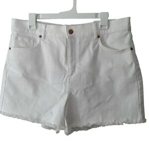 Title: LOFT White High Rise Cut Off Denim Shorts | Size 32 (14)